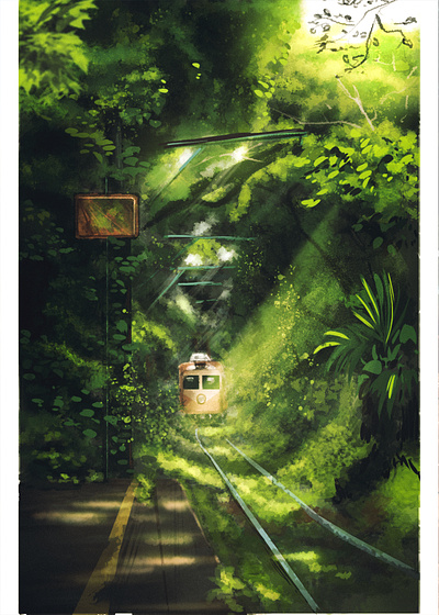 Train Station artwork background digitalart digitalillustration ghibli illustration photoshop