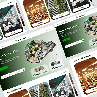Eco space sustainable Web design coworker areas greenbased sustainable ui ux webdesign work design