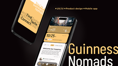 Guinness nomads, UX/UI design for networking mobile app figma mob ui ux uxui design