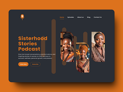 Dark Mode Podcast landing page button buttons dark mode design figma hero section heroes home icons landing page menu orange podcast ui uiux website