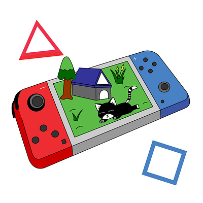 Nintendo with cat adobe illustrator attractive background branding cat design graphic design illustration landing nintendo switch ui ux vector web