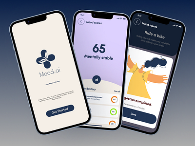💙 Mood.ai - Your Wellness Companion appdevelopment dailyui designinspiration mentalhealth mentalwellness mobileappdesign moodtracker reactnative uiuxdesign wellnessapp
