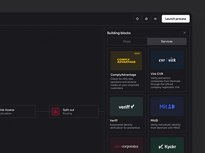 Workflow builder darkmode add service / step builder editor node saas steps workflow