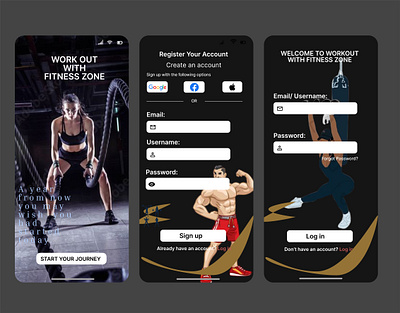 Fitness Mobile App branding design figma fitness login mobile app signup ui