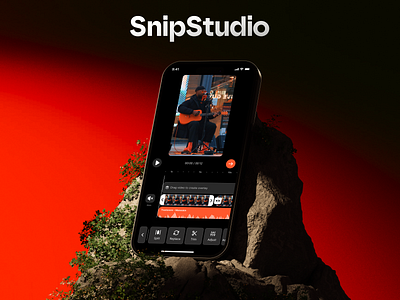 SnipStudio app concept content creators design edit editor minimalist mobile mockup modern music ui video video editing