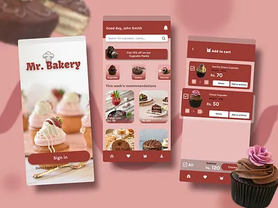 Bakery App Design bakeryapp fooddeliveryapp graphic design mobileapp ui uidesign uxdesign