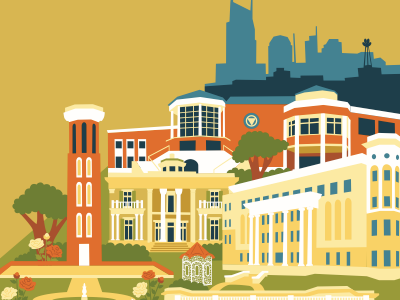 Campus buildings campus city cityscape college digital illustration vector