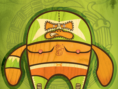 Luchador 2 character illustration illustrator photoshop texture wood