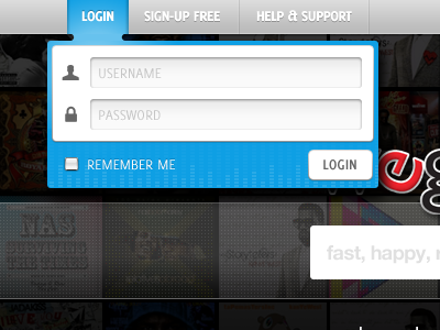 Menu Concept login form menu navigation