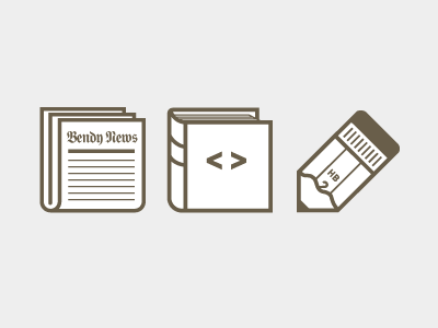 Some Icons book icons illustration logos monotone newspaper pencil