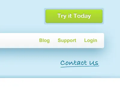 Try it Today blue button call to action green handwritten nav