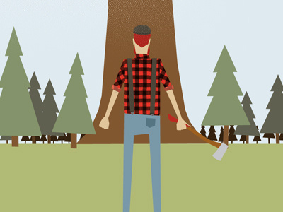 The hardest job forest illustration lumberjack plaid red tree