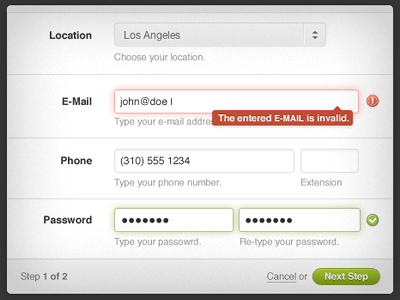 Form Field Validation citrusbyte error form green los angeles modal red steps success window