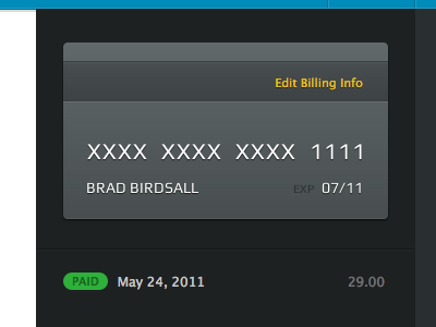 Billing Info billing credit card invoice landr