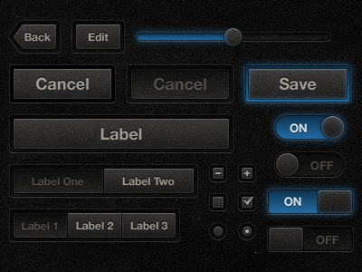 Black Magic Paper UI black button checkbox dark filter ios ios5 iphone slider texture toggle switch ui zoom