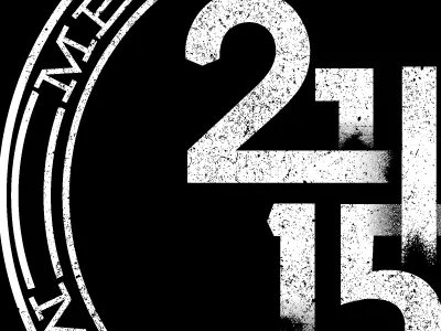 Round & Round black deming font stamp white