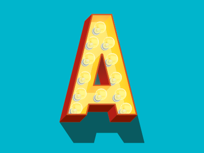 bulb A a bulbs capital digital letter lettering sign vector