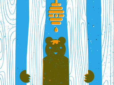 bearly snackin' bear honey illustration woodgrain