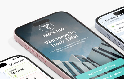 Track Tide - Work Hours & Leave Management Mobile App appui attendanceapp employeeattendance employeemanagement hrtech mobileappdesign mobileappui productivityapp timetracking uxdesign