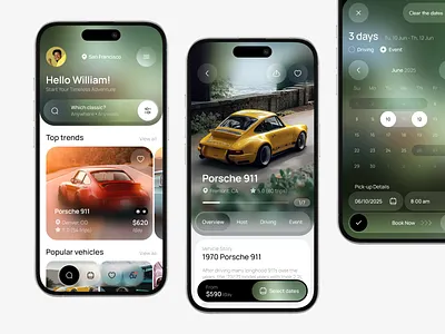 Retro Car Rental App | Booking Mobile App app auto booking car mobile design mockup product design rental retro saas service ui ux uxui vehicle