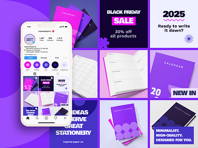 Inspired Paper Co. Social Media Templates bold brand branding feed instagram instagram templates notebook playful post social media stationery templates vivid