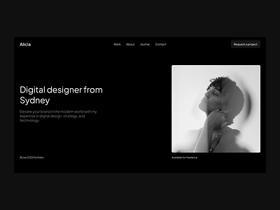 Alicia - A portfolio hero website advertising branding dark website hero section landing page minimalist portfolio professional templates ui user experience user interface design web design website