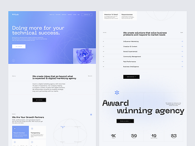 ALab. Design for an agency 3d agency agency website creative design design inspiration digital digital agency gradients illustration interface landing page light background marketing modern ui ux web webdesign website