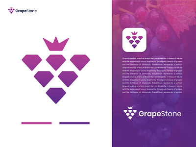 Grape Stone Logo Design classy logo crown jewel logo crown logo diamond logo fruits logo grape diamond logo grapes logo grapestone logo harvest logo jewel logo logodesigner majestic logo nature inspired logo premium logo prestige logo royal logo sparkle logo timeless logo vine logo vineyard logo