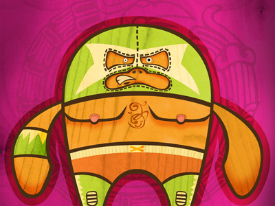 Luchador character illustration illustrator photoshop texture wood