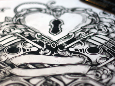 Piston Heart Locket americana art biker castle derrick derrick castle design drawing graphic design heart illustration locket motorcycle nashville nashvillemafia pistons racing roses straw castle tattoo