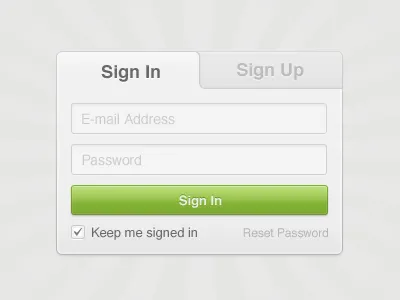 Sign In button check check box green sign in sign in tabs white