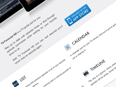 TV Forecast HD Promo Site app store promo site tv forecast web