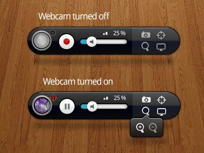 miniwebcam ui autofocus cam camera interface linse rec red round screen snapshot ui webcam zoom