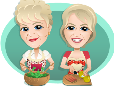 Mother and Daughter character cook daughter food illustration mascot mother