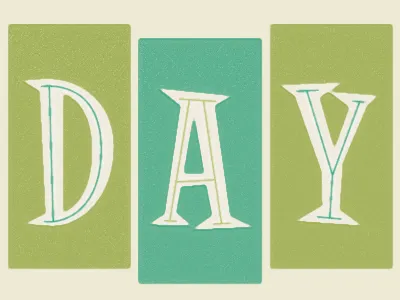 DAY 1940s 1950s alex sheldon cartoon day inline latin lettering match and kerosene retro two tone type typography wedge