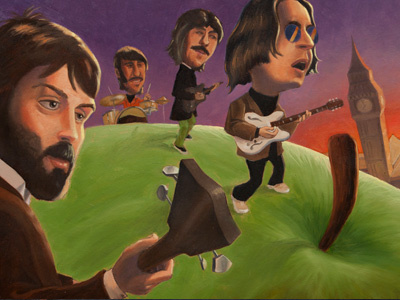 Beatles apples beatles caricature oil painting thesis