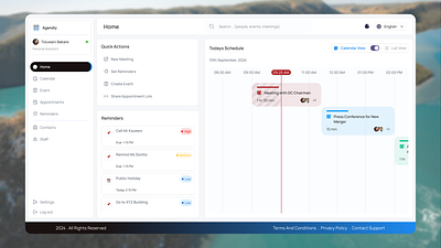 Agendly: Schedule Management System activity feed calendar calendar view calender dashboard kanban management meetings mobile reminders schedule task task management time ui ux web design