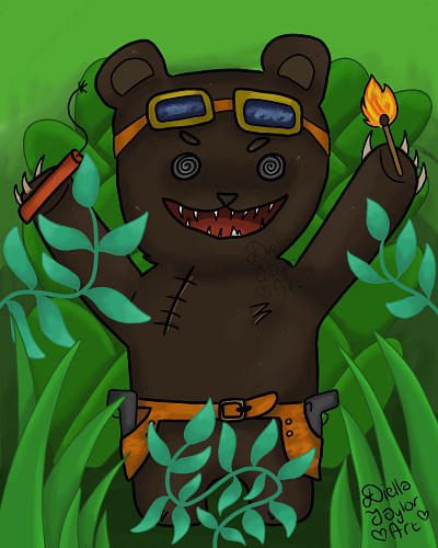 Tidgie Bear character design digital art illusrtration