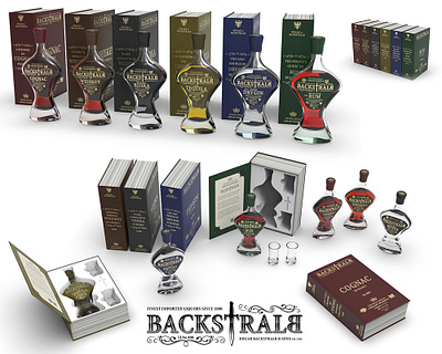 BACKSTRALB LIQUOR SET 3d 3d modeling alcohol alcohol bottles alcohol design alcohol packaging bottle design branding graphic design labeling liquor package design product design