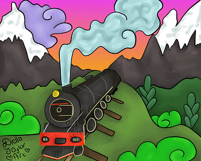 Steam Train digital illustration