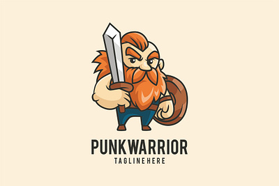 Warrior beard cartoon character design graphic graphic design illustration logo viking warrior