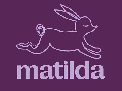 matilda bunny logo animal illustration animal logo brand brand identity branding bunny drawing design font graphic design illustration lettering logo logo design modern purple background text typography visual design visual effect white outline