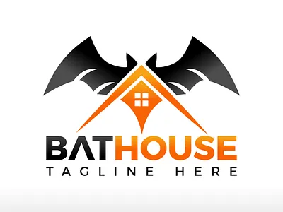 Wild bat house logo Custom house logo ghost haunted house creepy