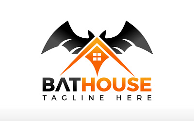 Wild bat house logo Custom house logo ghost haunted house creepy