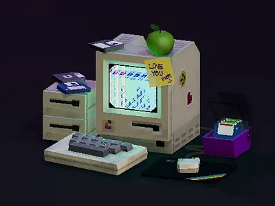 Interactive 128K pixelArt apple b3d blender javascript mac macintosh pixelart realtime retro threejs website