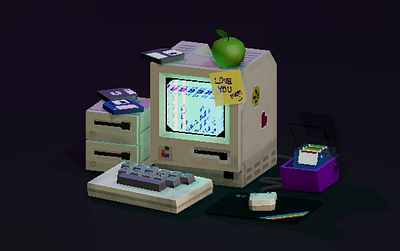 Interactive 128K pixelArt apple b3d blender javascript mac macintosh pixelart realtime retro threejs website