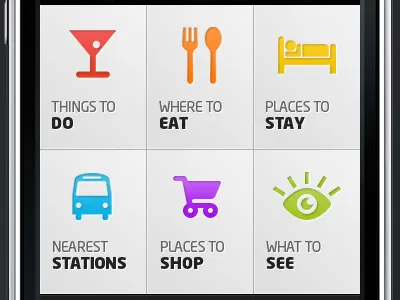 iPhone app categories design. application colors design grey iphone ui