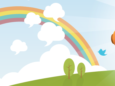 Skyscape cloud clouds illustration rainbow sky speech tree twitter