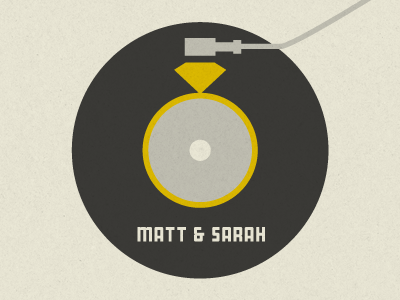 matt and sarah (3 of 2, apparently) illustration invitation record ring vinyl wedding