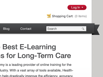 Header banner banner header interactive log in menu navigation search shopping cart web design